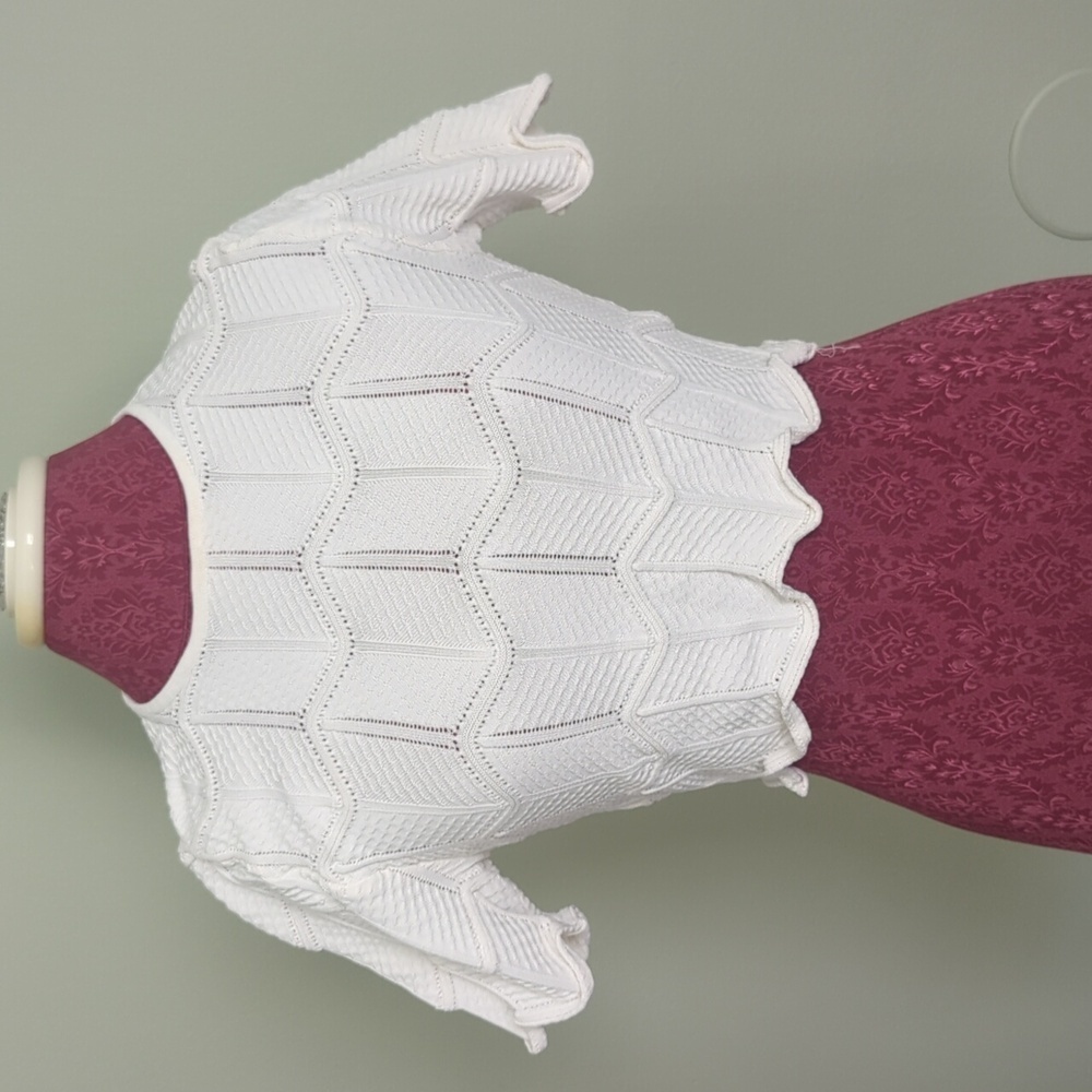 Torn by Ronny Kobo White‎ Flutter Hem Crop Top, L